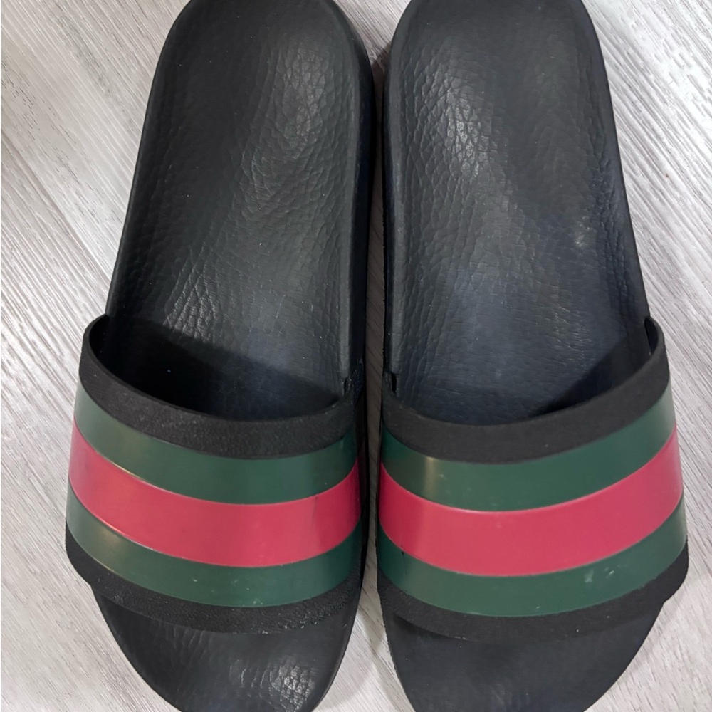 Gucci Black Slides with Textured Sole